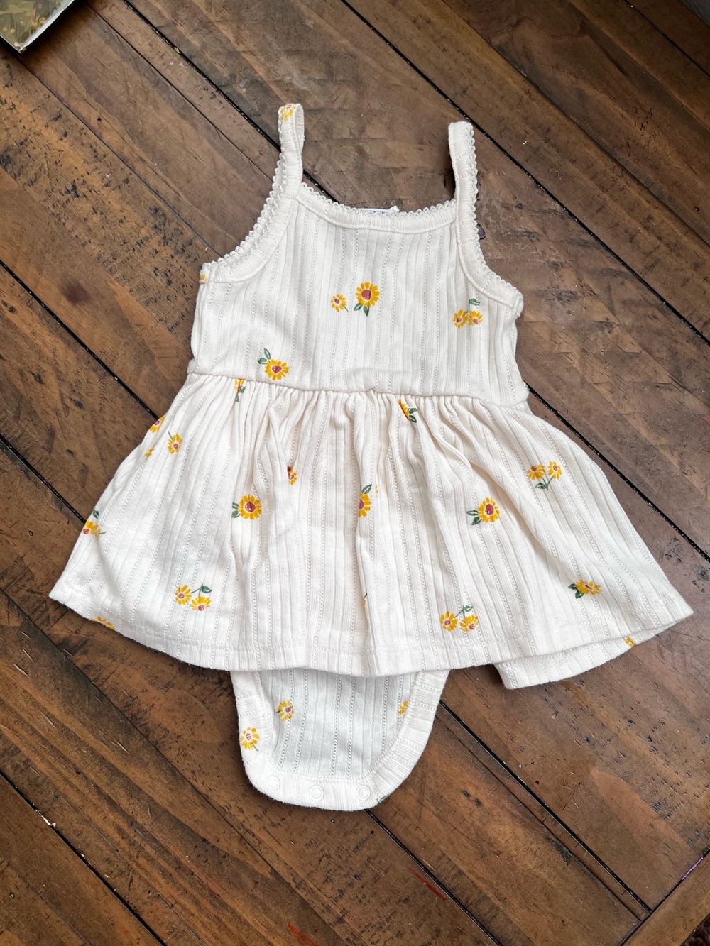 Old Navy White Baby Sunflower Onsie Dress - Picture 2 of 4